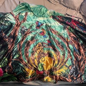Vibrant Jungle Print Hooded silk pashmina